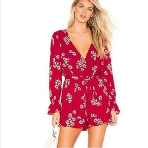 Cupcakes & Cashmere Red Floral Romper, Small